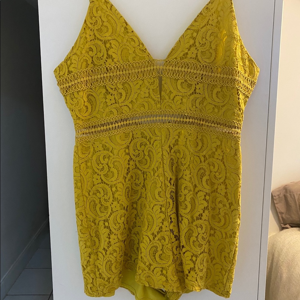 Mustard yellow lace romper